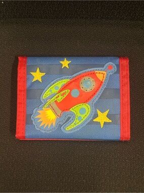 Stephen Joseph Boys Blue Rocket Ship Trifold Wallet Space Theme